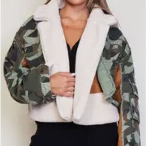 Rehab Camouflage and Cream Puffer Jacket